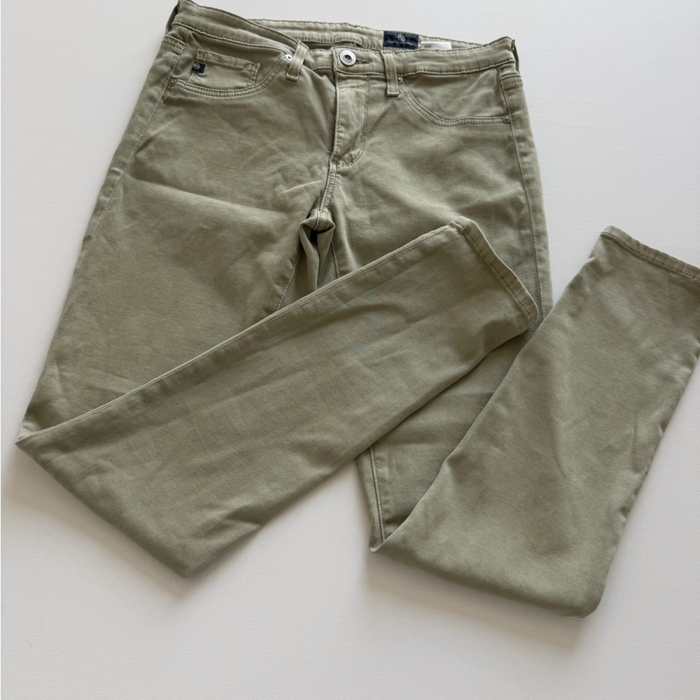 AG Adriano Goldschmied Olive Green Skinny Jeans Size 26 Stretch Mid Rise  Denim - Picture 2 of 16